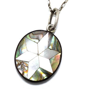 Victorian Abalone Piqué Six Pointed Star Necklace